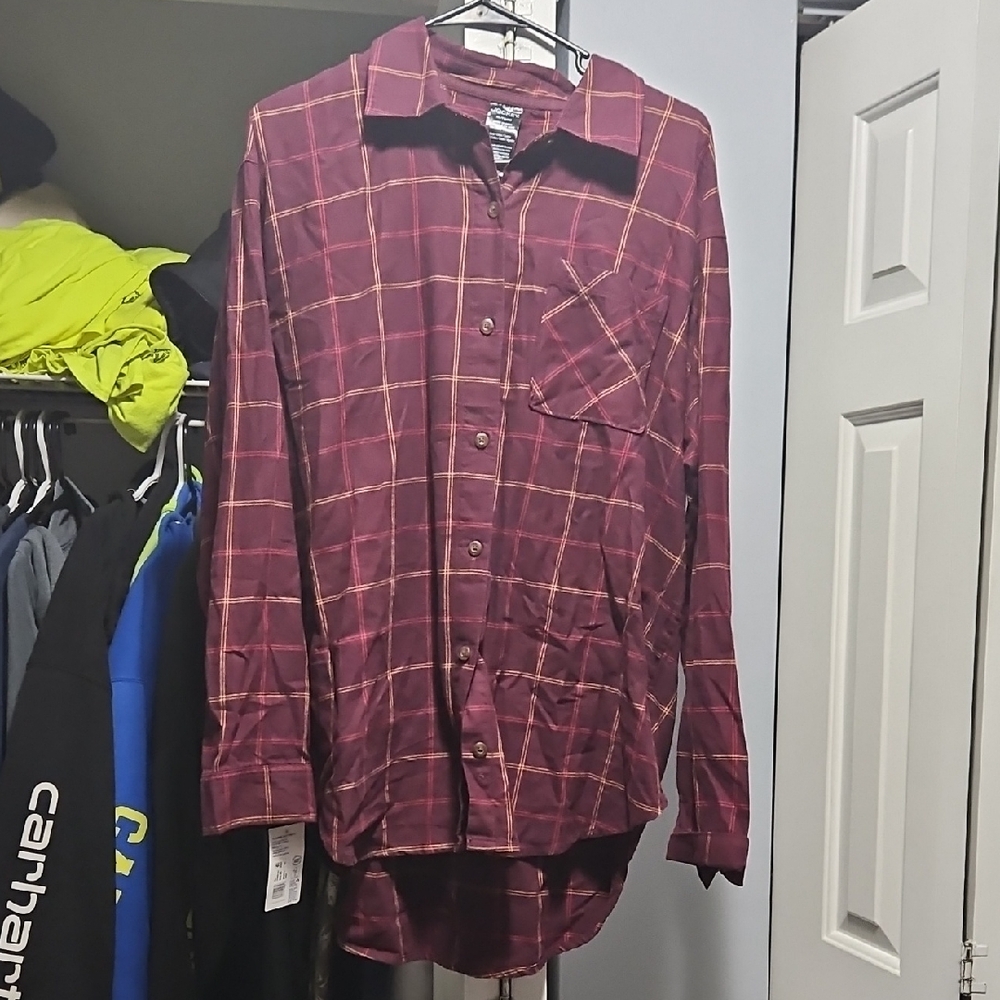 NWT OVERSIZED Women's Jockey Flannel Button Up